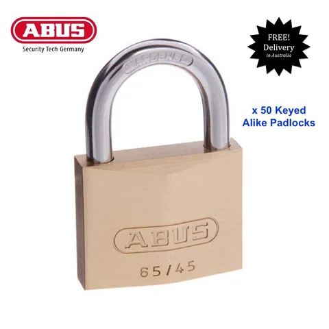 50 x Keyed Alike Padlocks 65/45 - Abus 45mm Brass Bodied Padlock-FREE POST