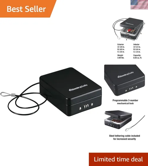 Secure Your Valuables Anywhere - Black Portable Safe with Combination Lock
