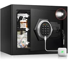 2.0 Cu Ft Small Home Safe Box, Fire Proof Safe with Type-C Port | Steel Secur...