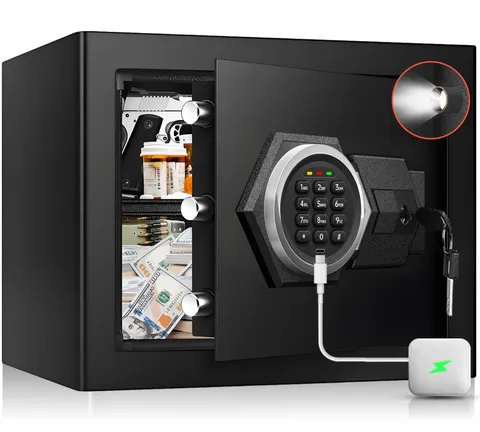 2.0 Cu Ft Small Home Safe Box, Fire Proof Safe with Type-C Port | Steel Secur...