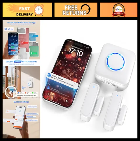 Smart WiFi Door Chime & Window Sensor Alarm - Wireless Security Alert System