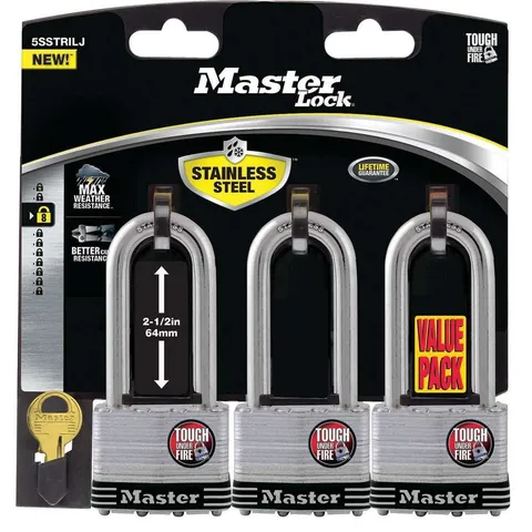 Master Lock Padlock 2In Laminated Stainless Steel 4 Pin Cylinder 3Pk