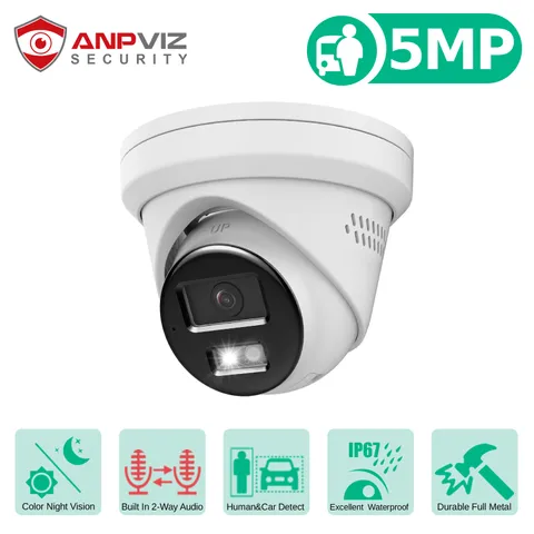 Anpviz 5MP Active Deterrence IP POE Camera Outdoor Human & Vehicle Detection Mic