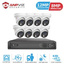 Anpviz 12MP 8 CH NVR 8MP 4K POE IP Security Camera System Audio Color Night Visi
