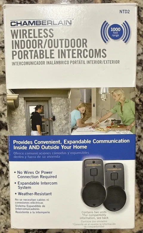 Chamberlain Wireless Indoor Outdoor Portable Intercom System NTD2 1000 ft Range