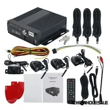 4CH Vehicle Car Mobile DVR Security Video Recorder SD 4 CCD Camera Cable Remote