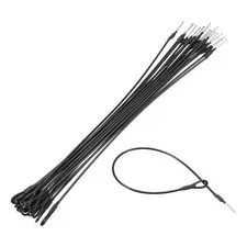 20Pcs Security Tags Lanyards Wire Loop (10", Black), Steel Wire Cable Loop