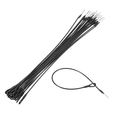 20Pcs Security Tags Lanyards Wire Loop (10", Black), Steel Wire Cable Loop
