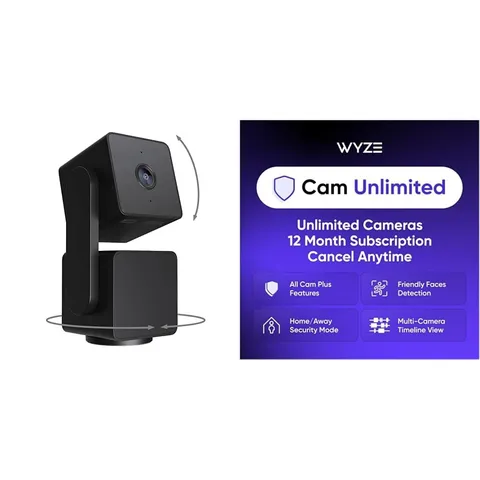 WYZE Cam Pan v3 Black 2-Pack Unlimited Yearly, Covers