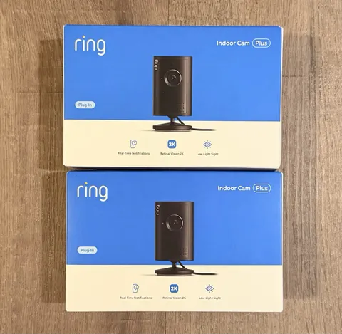 Ring Indoor Cam Plus 2-Pack 2K Plug-In Security Cameras  Black New Sealed Latest