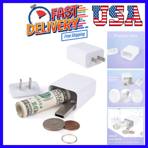 Plug Storage Realistic Looking Charger with Storage Hiding Places for Valuabl...