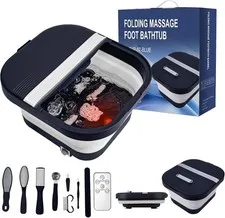UNIFULL Collapsible Foot Bath Spa with Heat, Remote Control, Massage Rollers