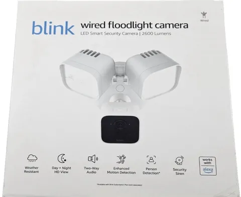 Blink Wired Floodlight Camera B0B5VLCL1N White HD Security Camera New Tested
