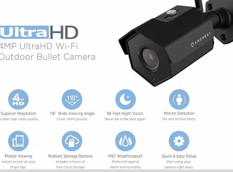 Amcrest 4MP IP Camera WiFi UltraHD Wireless Outdoor Security Camera Bullet