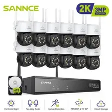 SANNCE 16CH 3MP Color Night PT Wireless Security Camera System 2 Way Audio WIFI