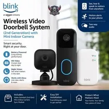 Blink Wireless Video Doorbell 2nd Gen + Mini Indoor Camera Smart Home Bundle