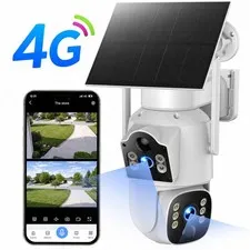 4G LTE Cellular Security Camera PTZ No WiFi Solar Outdoor Night Vision +SIM Card