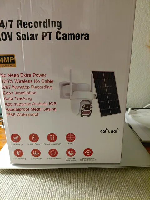 AOV Solar PTZ Camera 4MP Wi-Fi IP66 Outdoor, Color Night Vision, 2-Way