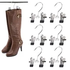 Double Adjustable Clips Boots Hangers,Space Saving Boots Socks Bags Hanging C...