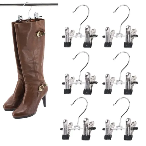 Double Adjustable Clips Boots Hangers,Space Saving Boots Socks Bags Hanging C...