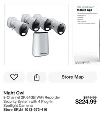 Night Owl 8-Ch, 4-Camera Indoor/Outdoor Plug-In Wi-Fi IP 4K 64GB Security System