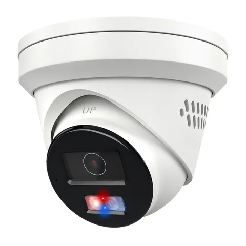 5MP Wired PoE IP , Strobe Red & Blue Light and Audio Alarm, Metal Turret Outd...