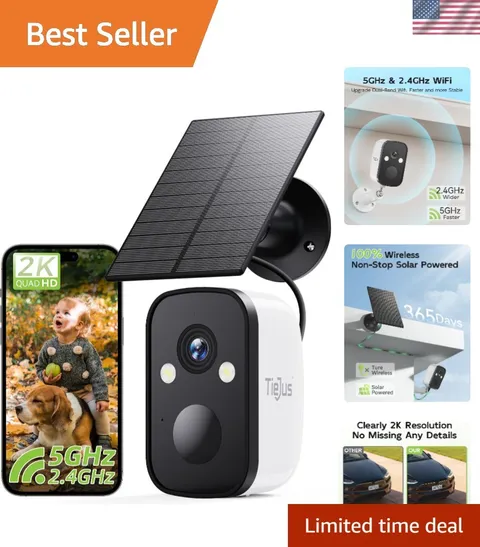 Wireless Outdoor 2K Camera - Solar Powered with Two-Way Talk & Alexa Compatible
