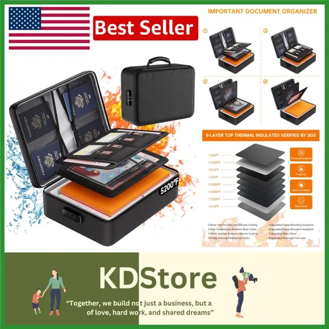 Secure & Stylish 5200°F Fireproof Document Organizer – Perfect for Home & Travel