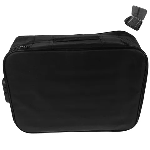 Travel Document Organizer Black Oxford Cloth Lightweight Lockable Storage Pouch