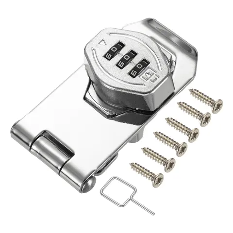 Keyless Cabinet Combination Lock 3" 3-Digit Password Hasp Lock Silver