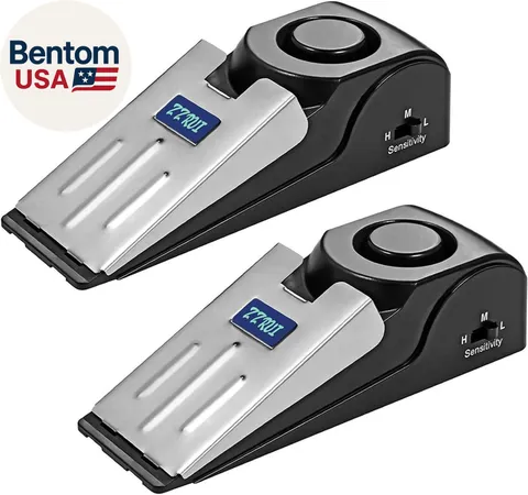 2 Pack Door Stop Alarm with 120Db Siren, Wedge Door Stopper Security Device for