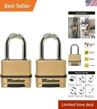 Gold Combination Lock, Heavy Duty Weather Resistant Padlock, Resettable Combi...