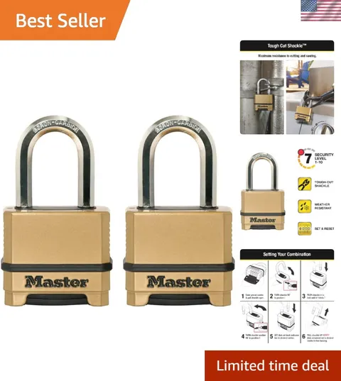 Gold Combination Lock, Heavy Duty Weather Resistant Padlock, Resettable Combi...