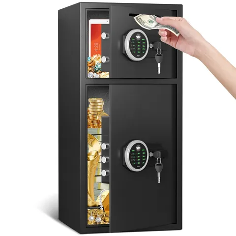 6.5 Cub Large Digital Safe Box, Home Safe with Deposit Slot or Dual Alarm System