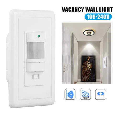 Auto On/Off PIR Infrared Occupancy Vacancy  Light Lamp SwitchPnMwxZ