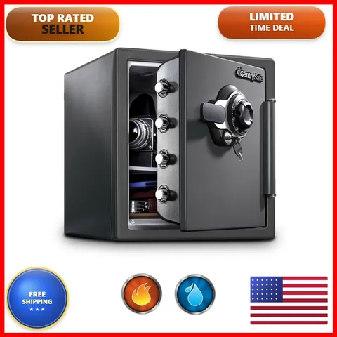 SentrySafe SFW123DSB Fireproof Waterproof Safe - Medium Gray, 1.23 cu ft, Dial