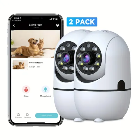 Wireless Indoor Security Camera 355° Pan Tilt, 2.4G/5G Wifi, Color Night Vision,
