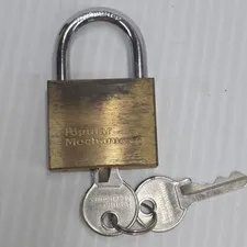 Vintage Popular Mechanics Brass Mini Luggage Lock Padlock 2 Keys Suitcase Travel