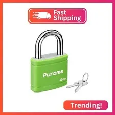 Puroma 1 Keyed Padlock with 2 Keys 7/8" School Locker Lock Gate 40mm Green