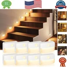 8-Pack Motion Sensor Stair Lights - Warm White LED Night Lamps for Safety