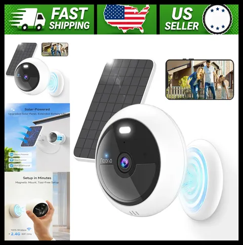 Noorio Wireless Outdoor Security Camera 1080p with Solar Panel & Magnetic Mount