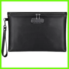 Fireproof Money Bag with Lock, 11.2"x7.6" Fireproof Cash Bag with Zipper Clos...