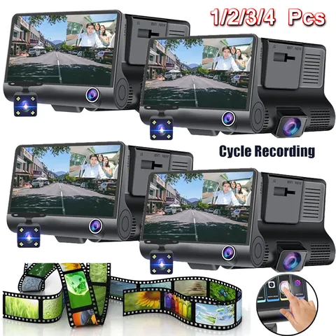 3 lenses Camara De Seguridad Dash Cam Para Carro Auto Delantero/Trasero/Interior