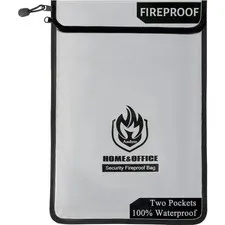 Upgraded Two Pockets Fireproof Document Bag 2000℉, 15”x 11”Waterproof Firepro...