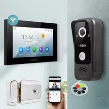 HOMSECUR 7" 4 Wire WIFI Video Doorphone Entry Intercom With Lock External Memory
