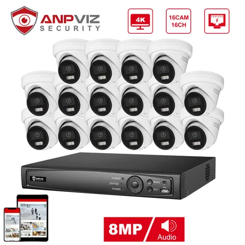 Anpviz 16 Channel 12MP 4K PoE NVR Security Camera System with Two Way Talk