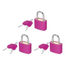 3 Pcs Padlock with Keys Shackle Waterproof Keyed Locks Rose Red