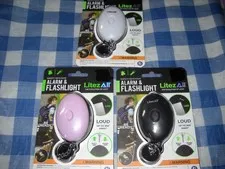 Keychain safety Alarm and Flashlight Choice Black or White or Pink