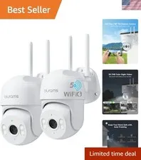 Durable 2-Pack PTZ Security Cameras with Color Night Vision & Two-Way Audio