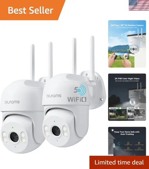 Durable 2-Pack PTZ Security Cameras with Color Night Vision & Two-Way Audio